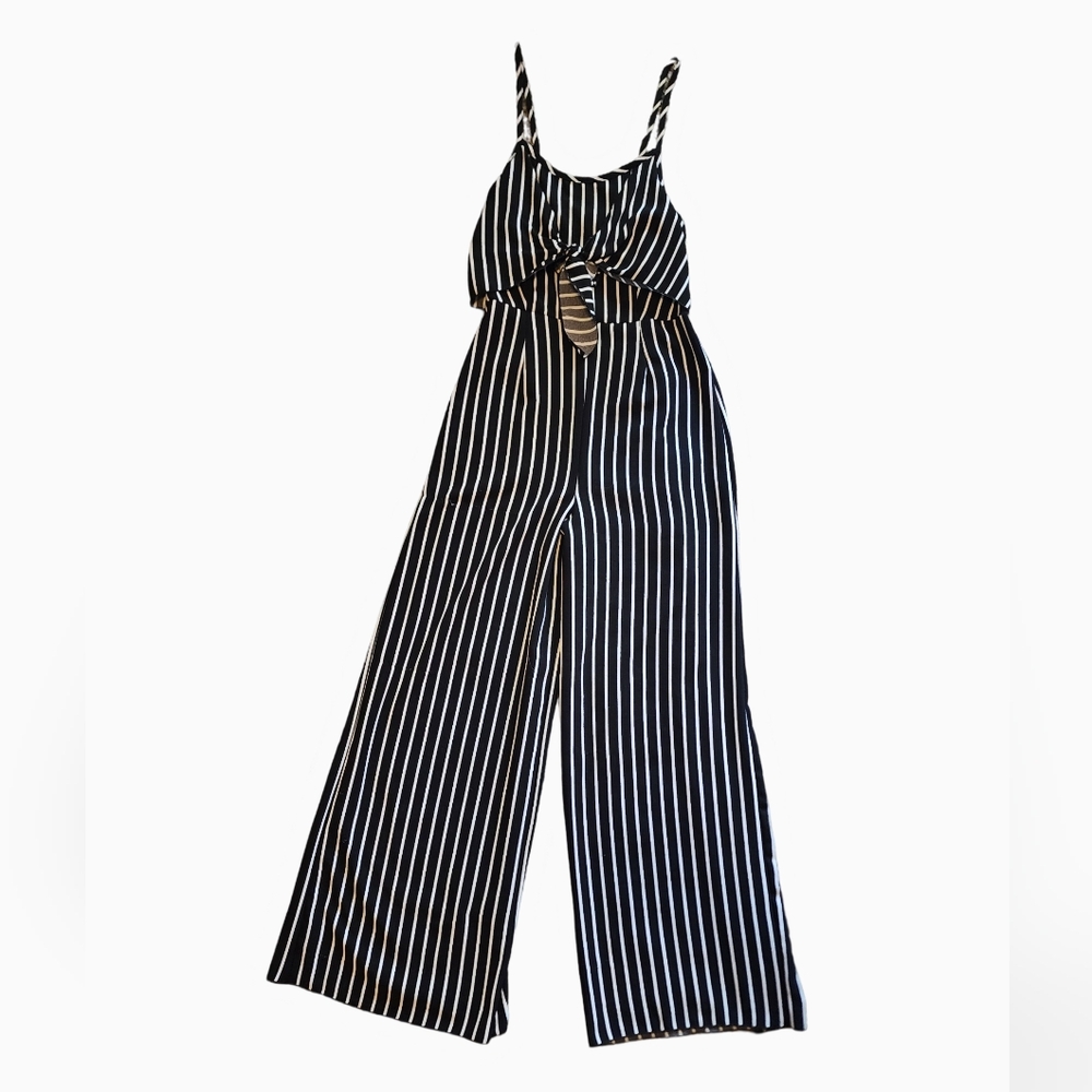 Lavender Field Black and White Striped Jumpsuit